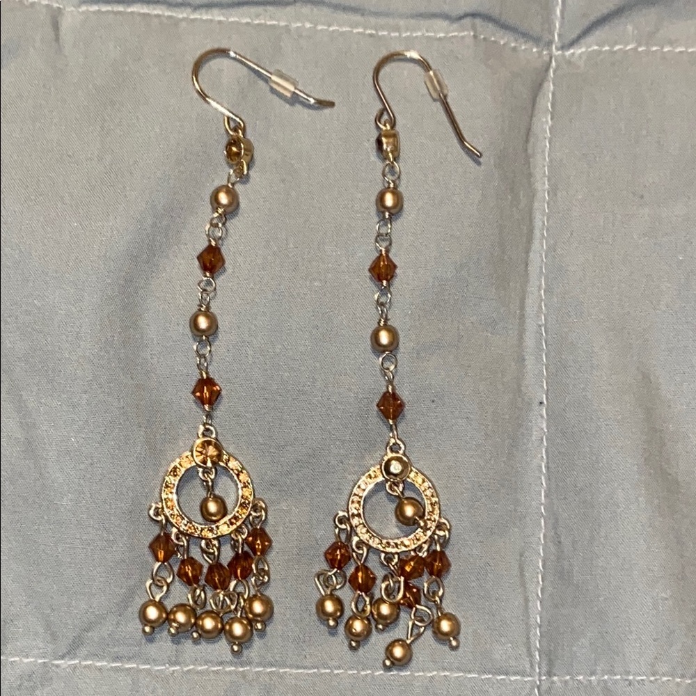 💛🤎💛NWOT Elegant Gold and Brown Dangle Earrings